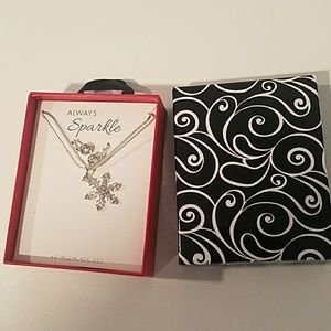 Snowflake necklace with diamond dangle earrings